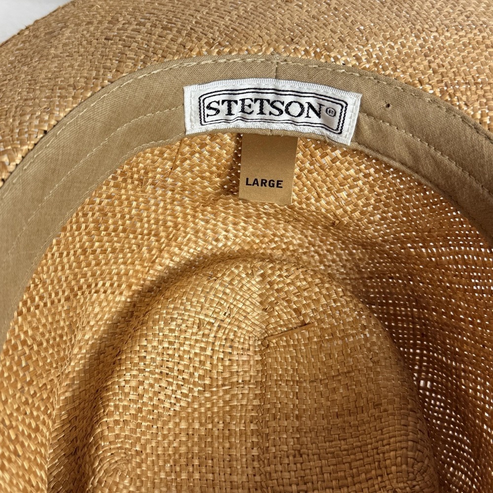 Stetson Hat Panama Fitted Mens Large Beige Straw Summer Beach Travel Resort - Picture 8 of 9